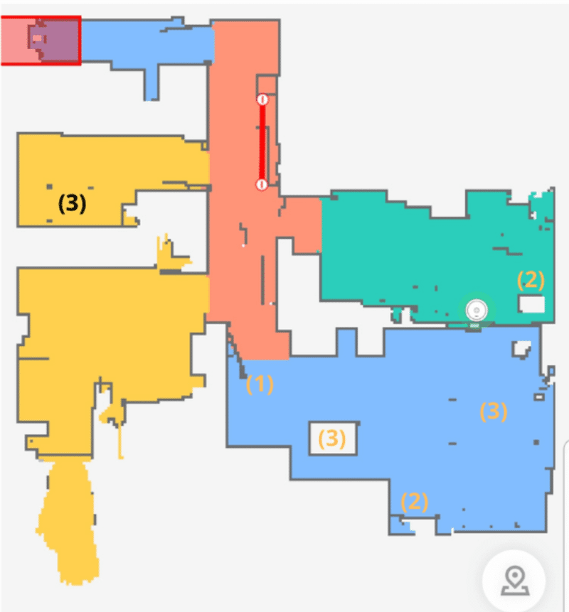 Showing the map of the apartment in the Roborock App